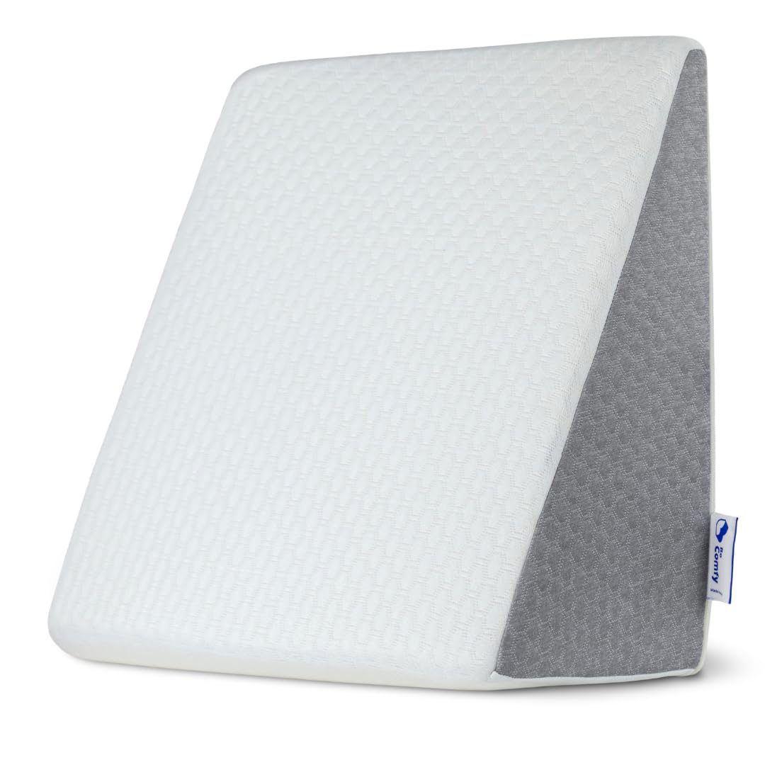 Wedge Pillow, For Ergonomic Posture, Work, Comfort, Recovery, Pain & Sleep, White & Grey | Medium Size, Back Pain Relief, Post Surgery Recovery Pillow, Multipurpose Pillow - Pack Of 1