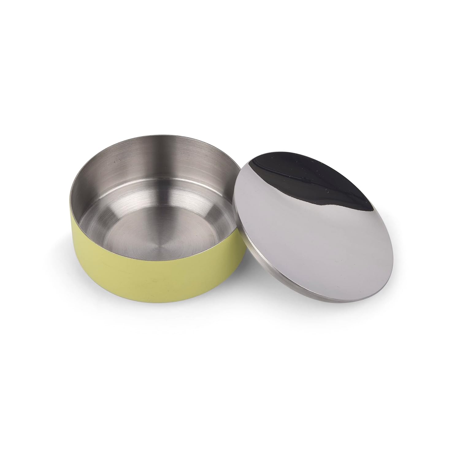 Stainless Steel Katori With Lid - Yellow & Silver, Bliss Series | Corporate Gifting For Diwali - Morning Drinking Cup | Ideal For Hot & Cold Drinks - Serve Ware & Tableware, Dishwasher Safe