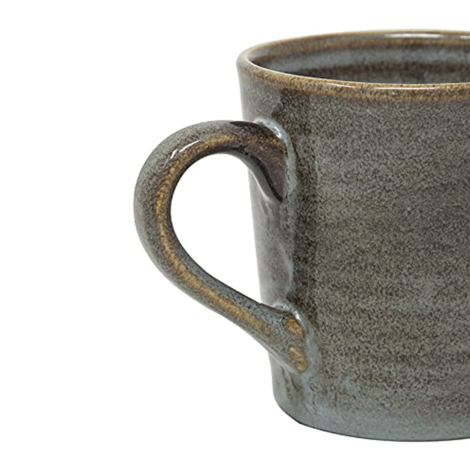 Studio Pottery Ribbed Ceramic Coffee Mugs Set Of 2 - Brown, 300ml Each | Milk Mugs - Chai Cups - Tea Cups & Mugs