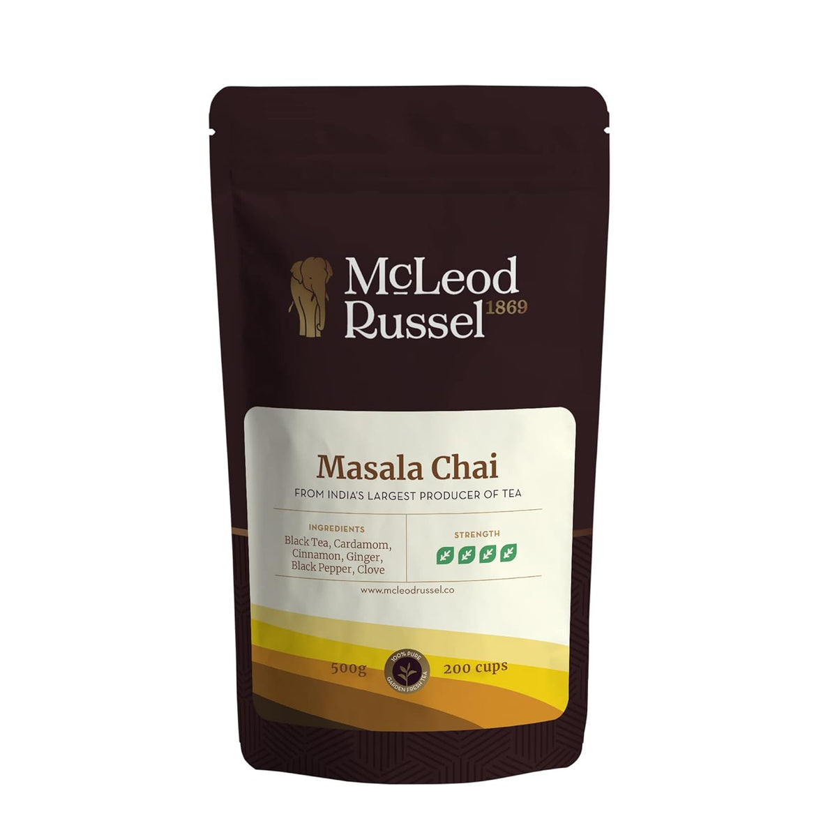 McLeod Russel 1869 Masala Chai - 500gm, 17.6 Ounce, 200+ Cups | Immunity-Booster Garden Fresh CTC Tea - 100% Natural Spices | Low Caffeine Loose Leaf