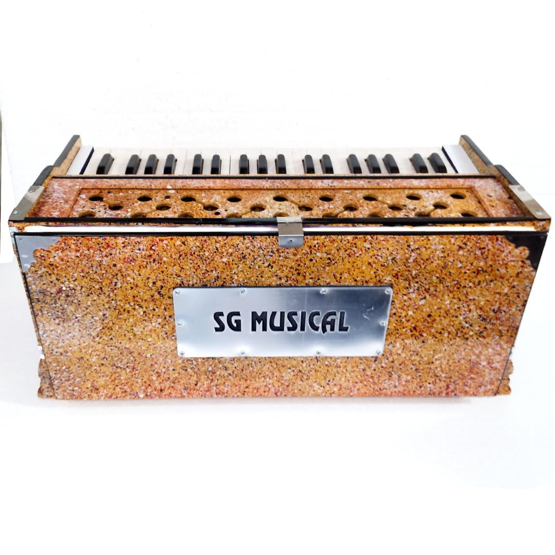 Musical Instrument Harmonium For Beginner - 7 Stopper, 39 Smooth Conditioned Keys, Double Bellow, Two Reeds (Base- Male), 440v Tunned | Compact & Portable Design