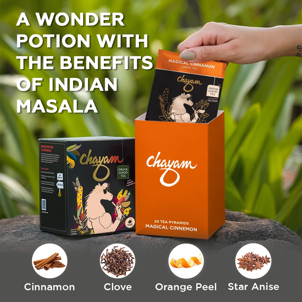 Chayam Sleep & Immunity Combo Pack Of 2 X 20 Tea Bags - Magical Cinnamon + Chamomile Exotica Tea | Rich In Antioxidants, Low Caffeine
