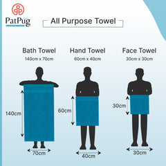 Patpug 100% Indian Cotton Plush Towel Set 2000 Gsm | Highly Absorbent, Fade Resistant, Quick Drying 2 Bath, 2 Hand & 4 Face Towel (Turqoise Blue & Sunrise Yellow) - 8 Piece
