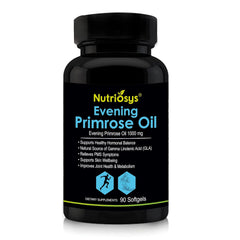 Nutriosys Evening Primrose Oil 1000mg, Helps In Weight Loss, Maintain Balanced Immune System, Healthy Skin & Hair | 90 Softgels 150gm 0.3lbs Each Pack Of 2