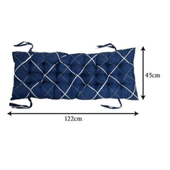 Chair Cushion For Sitting, Long Rocking Chair Cushion, XL Size - 18 X 48 Inch | Geometric Printed - Blue, Chair Pad For Home, Office | Back Seat Cushions With Ties | Long-Lasting Comfort