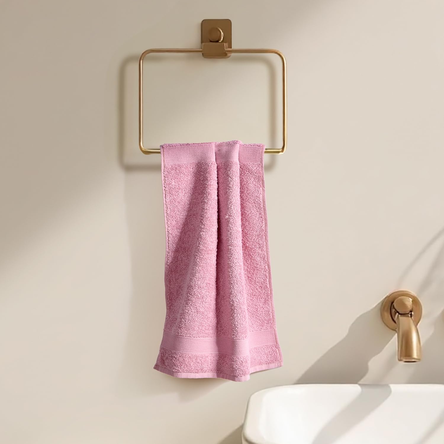 Haus & Kinder Harmony Bath, Face & Hand Towel 800 Gsm | Ultra Soft 100% Cotton Towel For Men, Women | Pink, Almond & Blue (Pack Of 12)