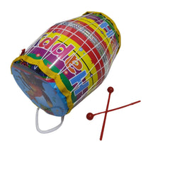 Plastic Medium Dholak For Kids With 2 Sticks & Free 1 Plastic Cute Small Drum With 2 Sticks - Multicolor | Age 6 Month+, For Girls & Boys - Buy 1 Get 1 Free Combo