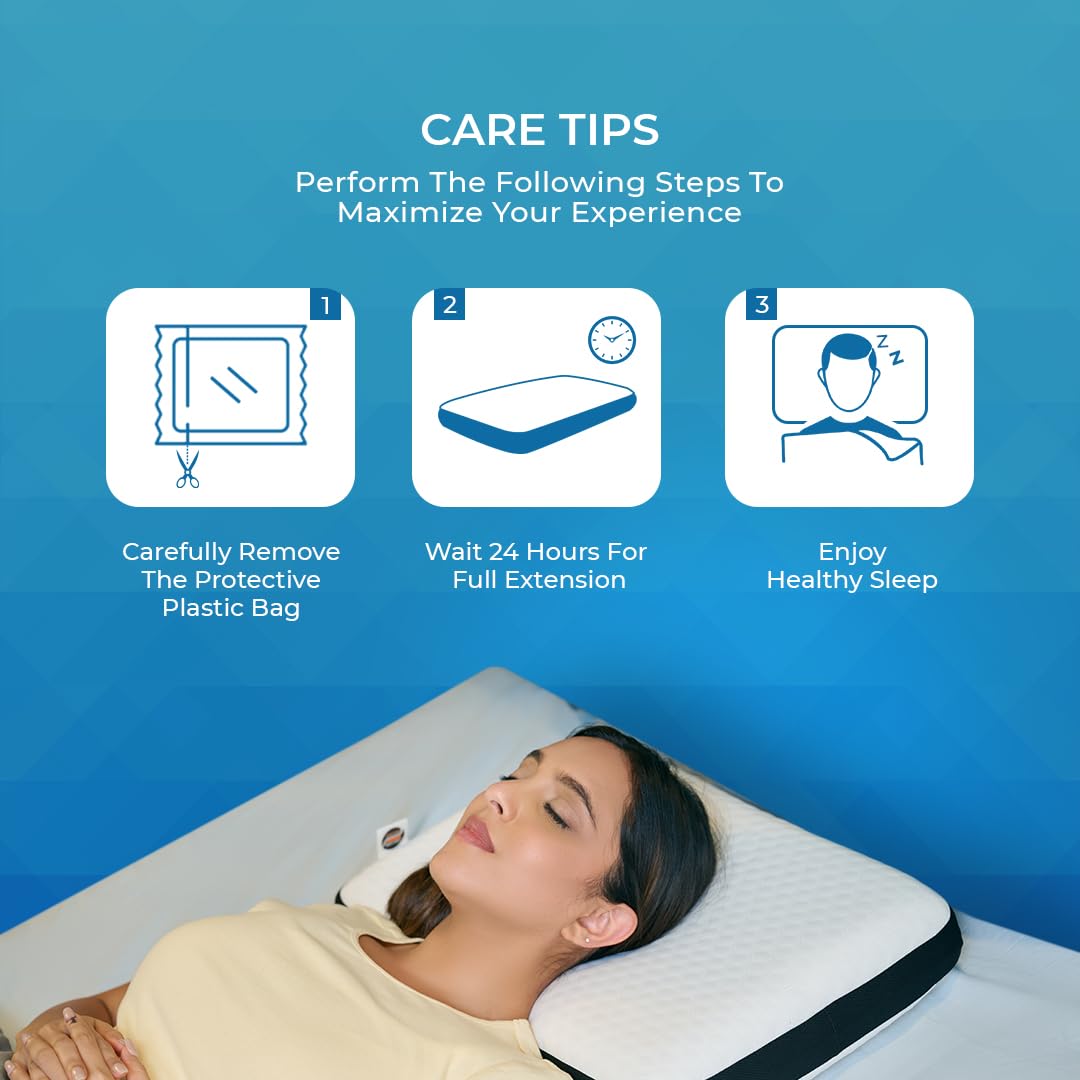 Orthopedic Memory Foam Pillow For Comfortable Sleep, White - 24 X 15 X 5 Inch | For Neck & Shoulder Pain Relief With Removable Zipper White Jacquard Cover | Back, Stomach Sleepers - Pack Of 1