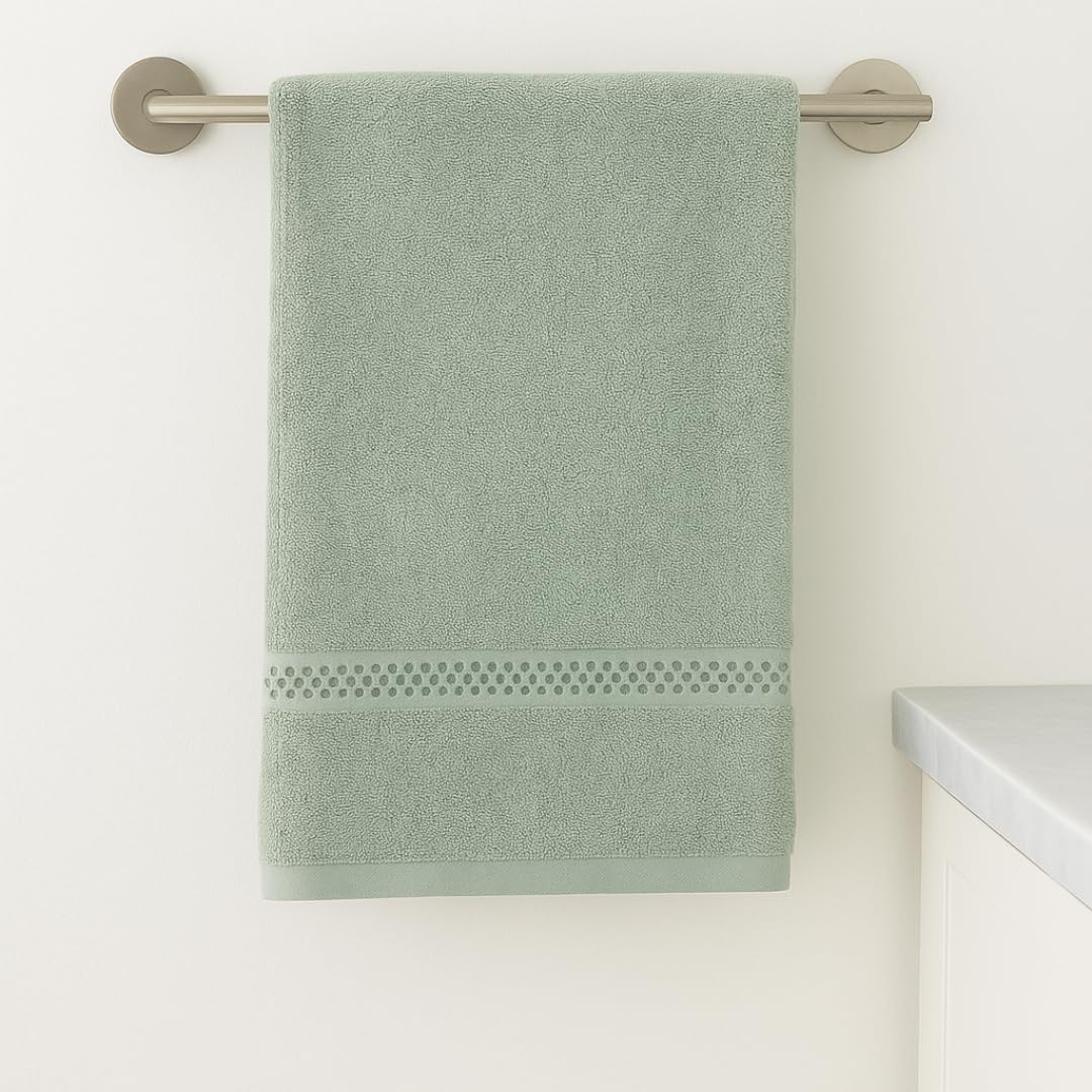 Akiko Home 100% Cotton Trident Series Bath Towels | Premium, Soft, Absorbent, Quick Dry & Durable, Large Size Towel For Men & Women 400 Gsm, Pack Of 2 (Green)