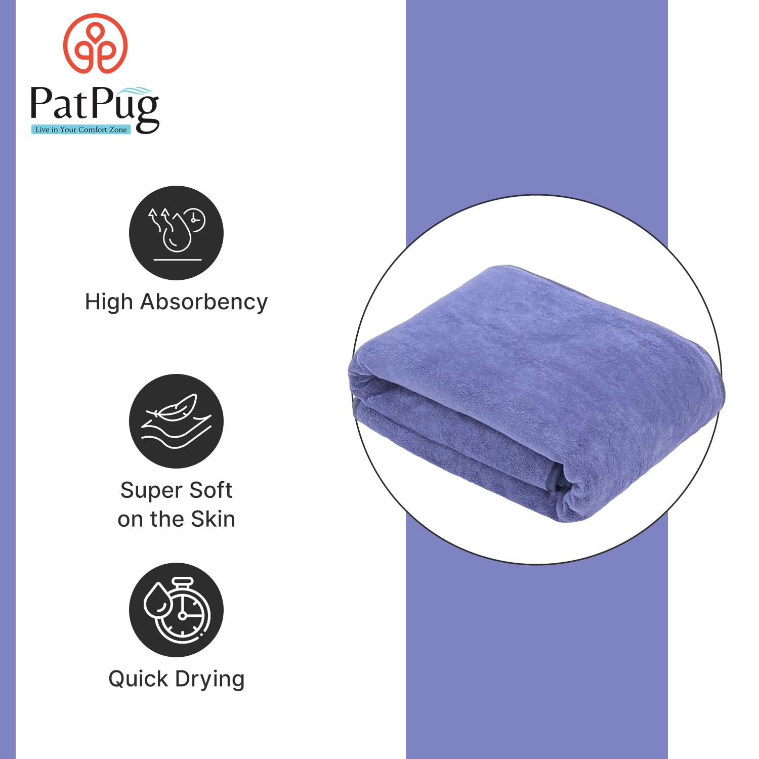 Patpug Ultrasoft Microfiber, Comfortable, Fade Resistant, Highly Absorbent, Quick Drying Large Bath Towel 400 Gsm (Royal Blue)