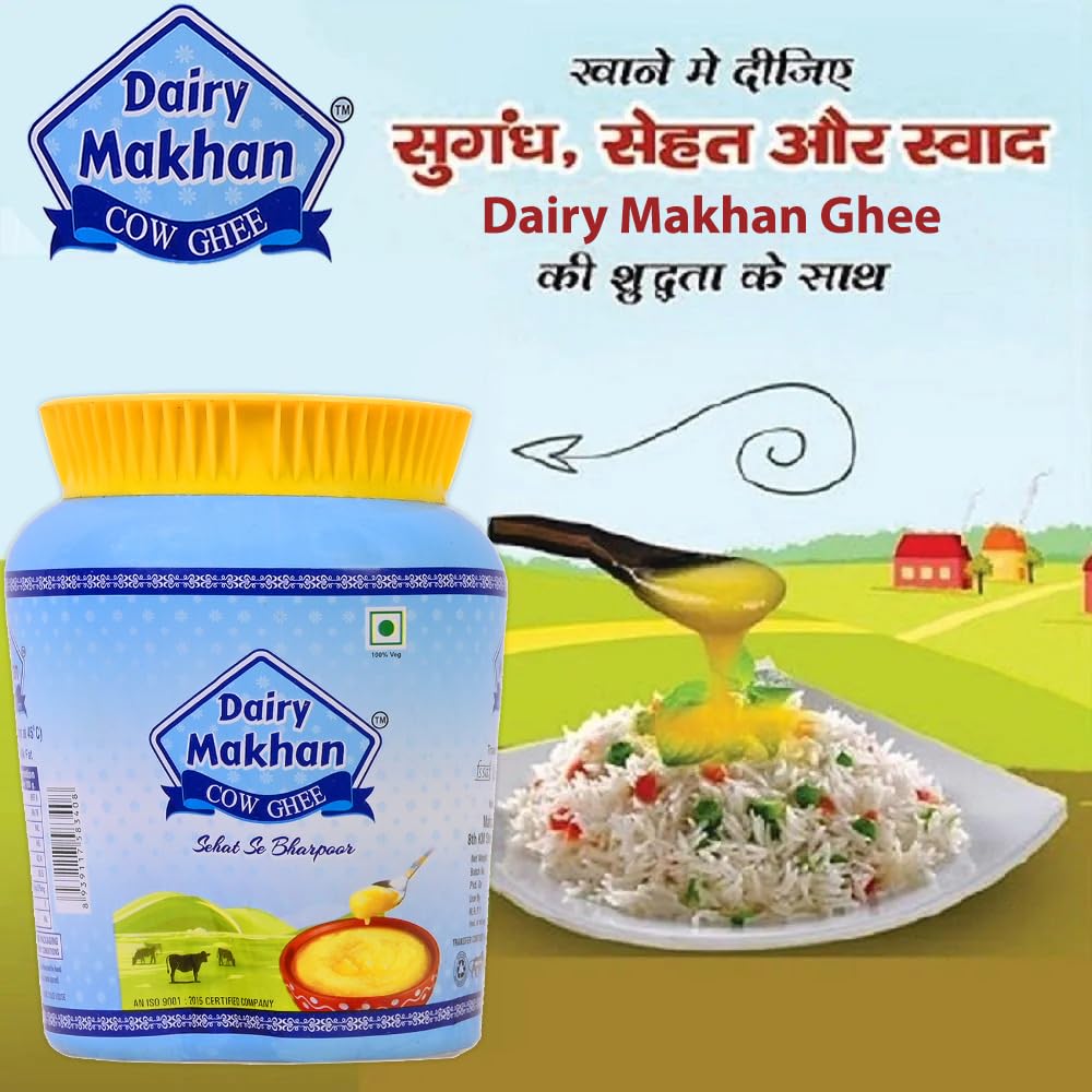 Organic Natural Cow Desi Ghee By Dairy Makhan | Good Source Of Vitamins & Minerals Healthy Desi Cow Ghee For Desserts | 6 Litre (1 Litr * 6) 202.8 Ounce | Jar Pack