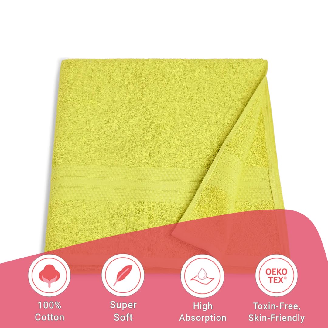 Livspace Bath Towel 475 Gsm | Bath Towels Large Size 100% Cotton, Solid Dyed, Super Soft, Absorbent (Paleto Collection - Apple Green)
