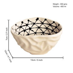 Handcrafted Organic Shape Ceramic Nut Bowl - Black & White, 6 Inches, 400ml | Snack Bowl - Maggie Bowl - Salad Bowl