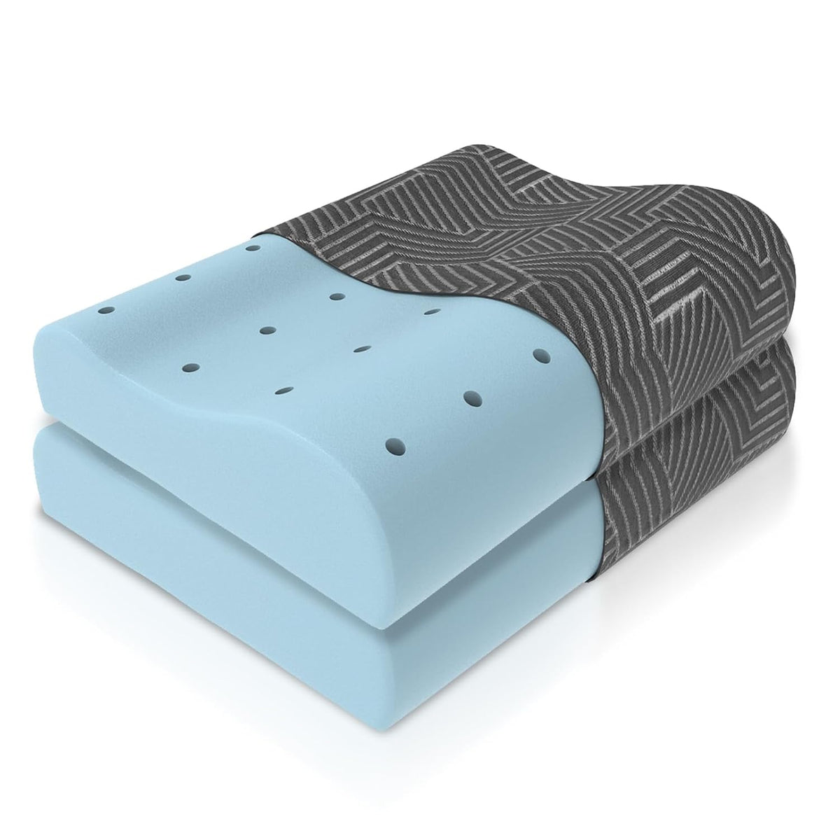 Contour Memory Foam Pillow, Orthopedic Pillow For Sleeping, Grey - 19 X 11 X 3.5 Inch | Cervical Pillow For Neck & Shoulder Support, Improves Posture & Spinal Alignment - Set Of 2