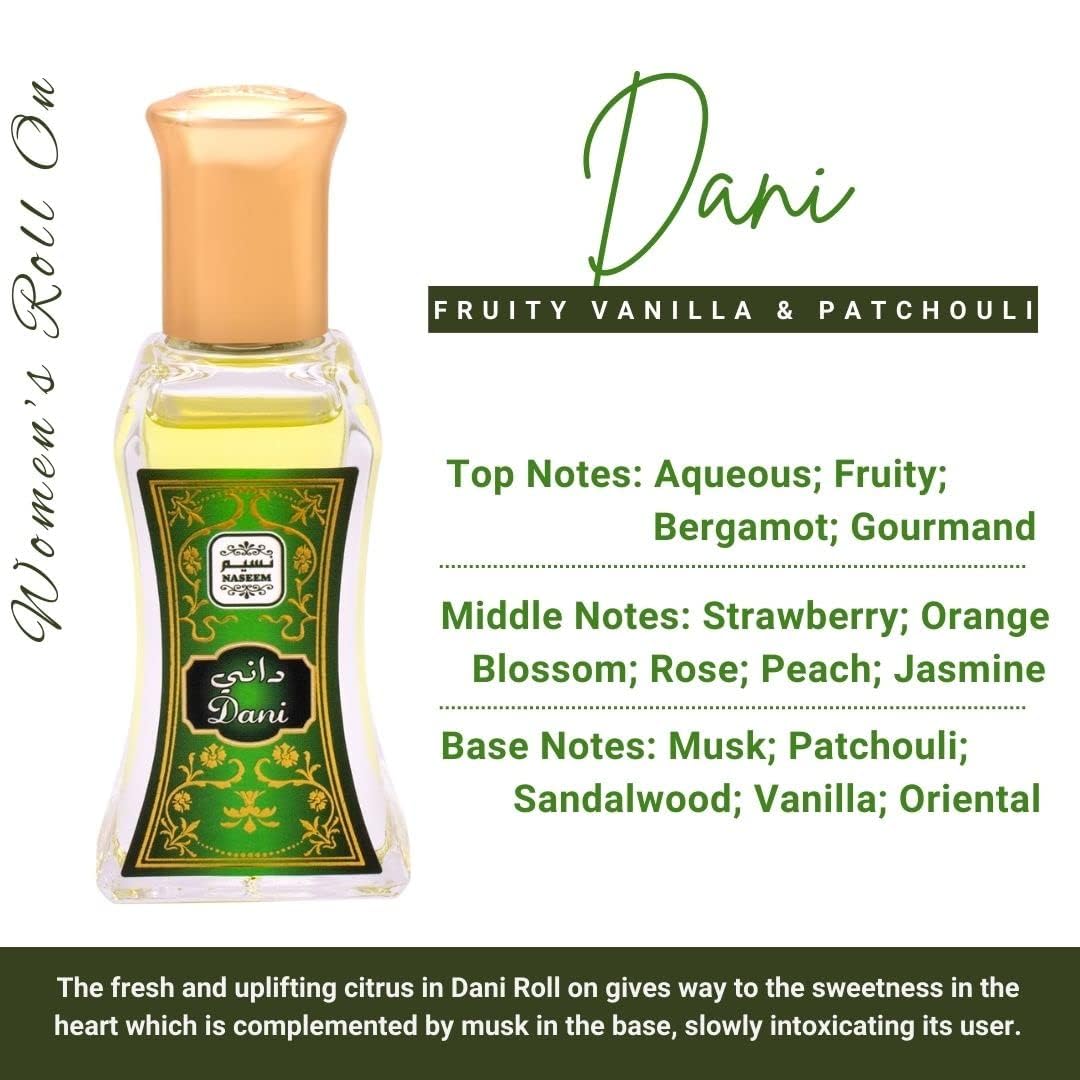 Naseem Dani Concentrated Perfume Oil Roll On 24ml 0.8 Fl.oz. Arabian Fragrance Oil For Women | Alcohol Free