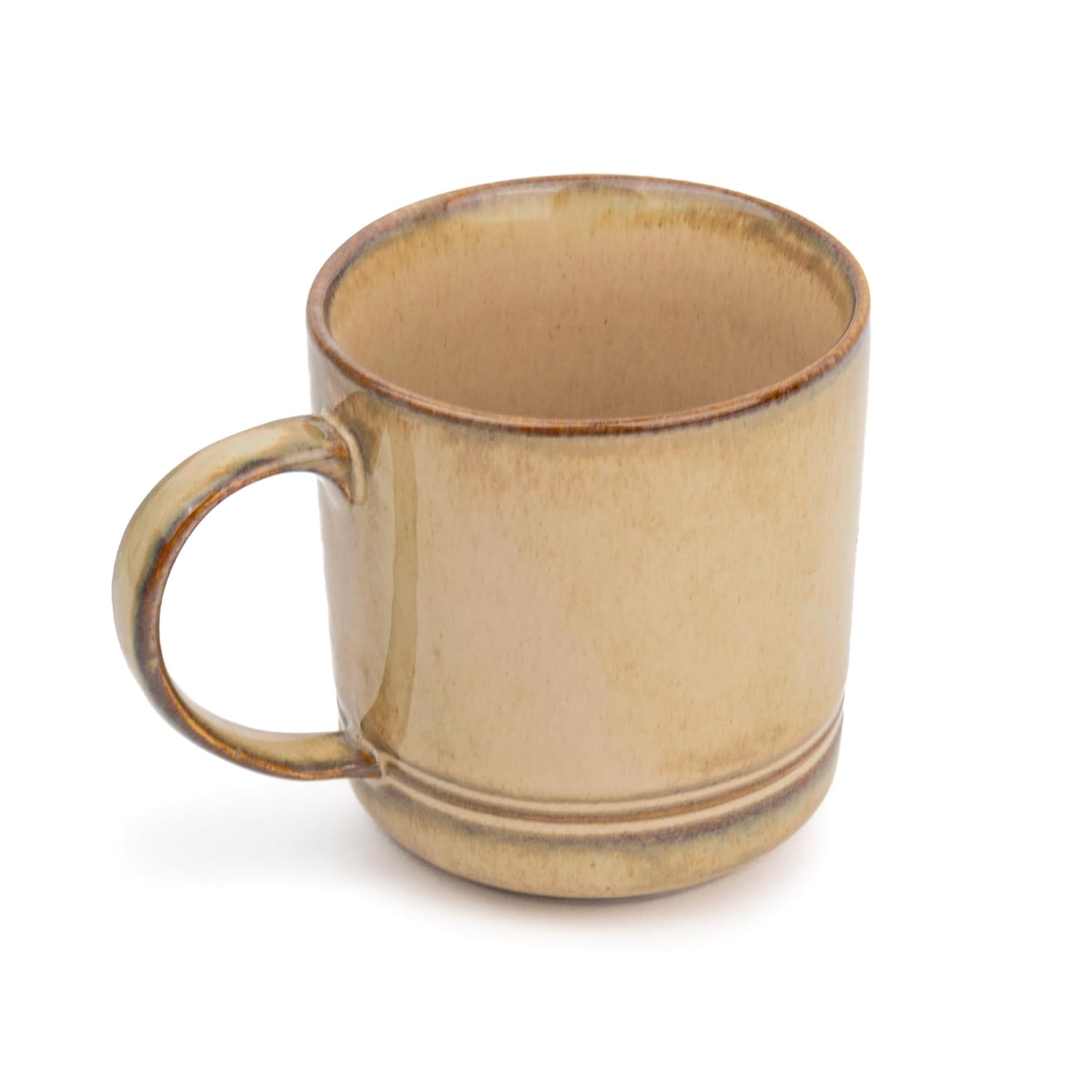 Large Ceramic Coffee Mug Set Of 2 - Reactive Beige, 400ml Each | Ceramic Mug With Glossy Finish - Mug For Coffee | Ceramic Coffee Mug - Porcelain Coffee Cup | Microwave Safe