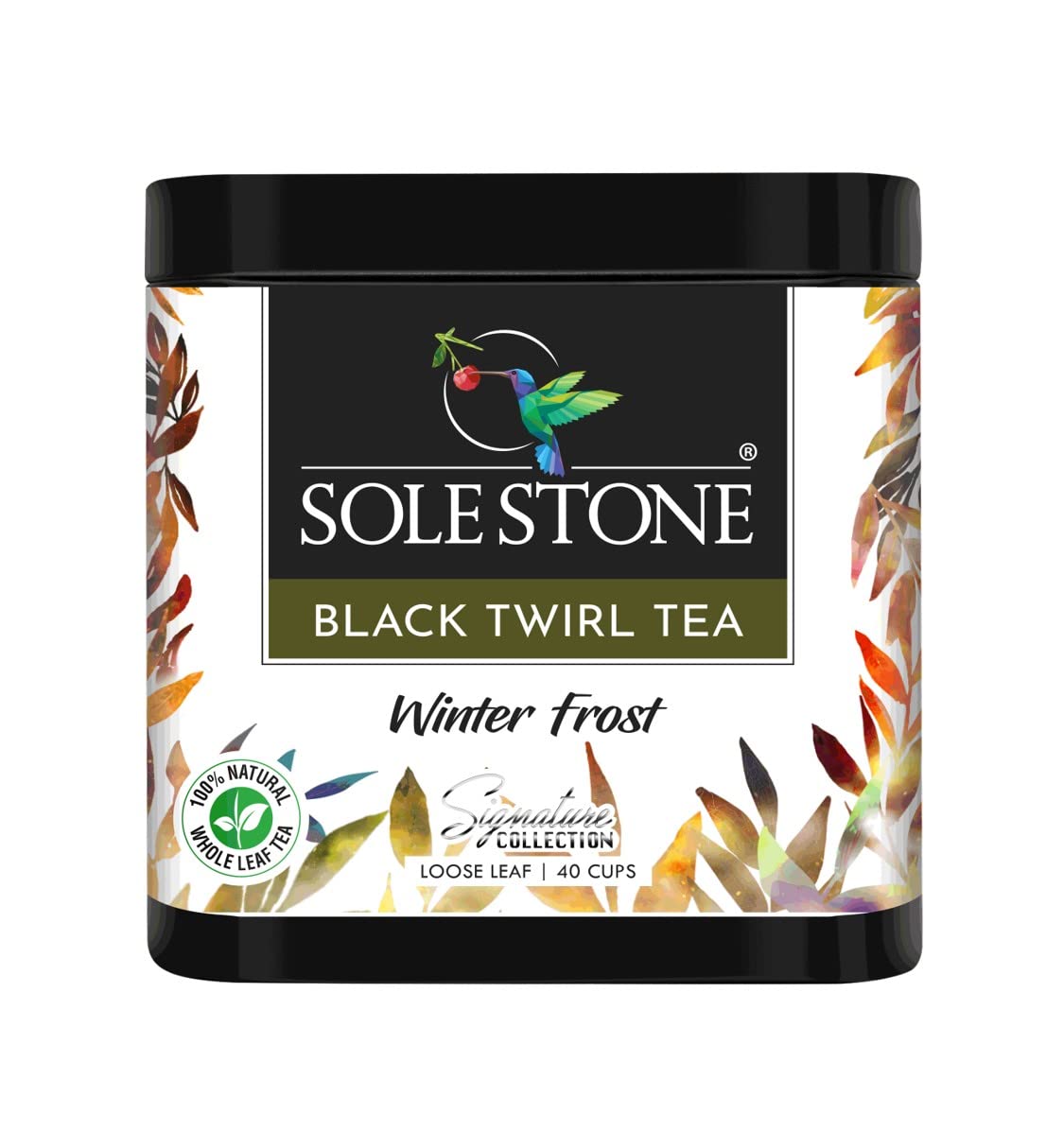 Sole Stone Winter Frost Black Twirl Tea - 100gm, 3.5 Ounce, 40 Cups | Enhances Relaxation & Wellness - Rich In Antioxidants, 0% Bitterness, Low Caffeine | 100% Natural Whole Leaf Tea