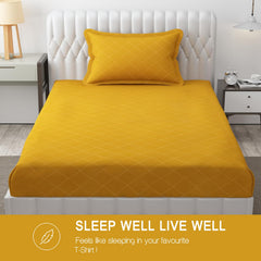 Soft Microfiber Single Bedsheet With 1 Pillow Covers - 60 X 90 Inches | Yellow, Barfi Design | Wrinkle Free Design & Easy To Wash | Refreshing Your Bedroom Look