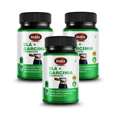 Osnia Cla + Garcinia Cambogia Extract 500mg Supplement, Support Digestion, Boost Energy, Develop Lean Muscle & Reduce Waist | 60 Capsules 100gm 0.2lbs Each Pack Of 3
