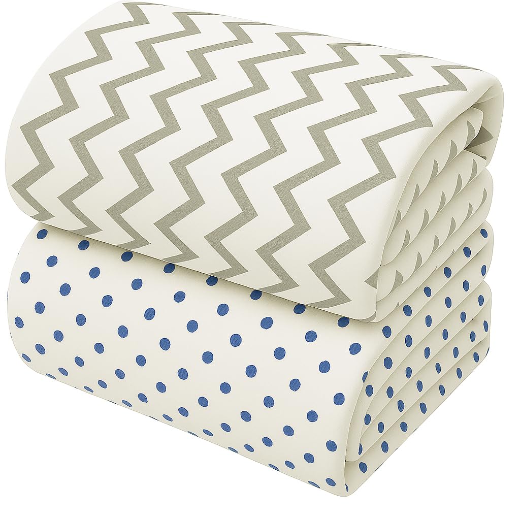 Organic Cotton Muslin Baby Bath Towel 200 Gsm | Cotton Cloth Premium Baby Washable Reusable, Absorbent, Extra Soft (Blue Dot & Grey Zig Zag)- Pack Of 2