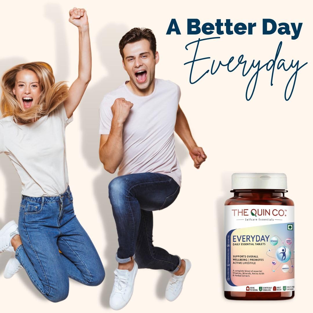 The Quin Co. Everyday Multivitamin Tablets For Men & Women With 38 Active Ingredients | For Immunity, Brain Health, & Gut Health | 60 Tablets , 100gm 0.2lbs
