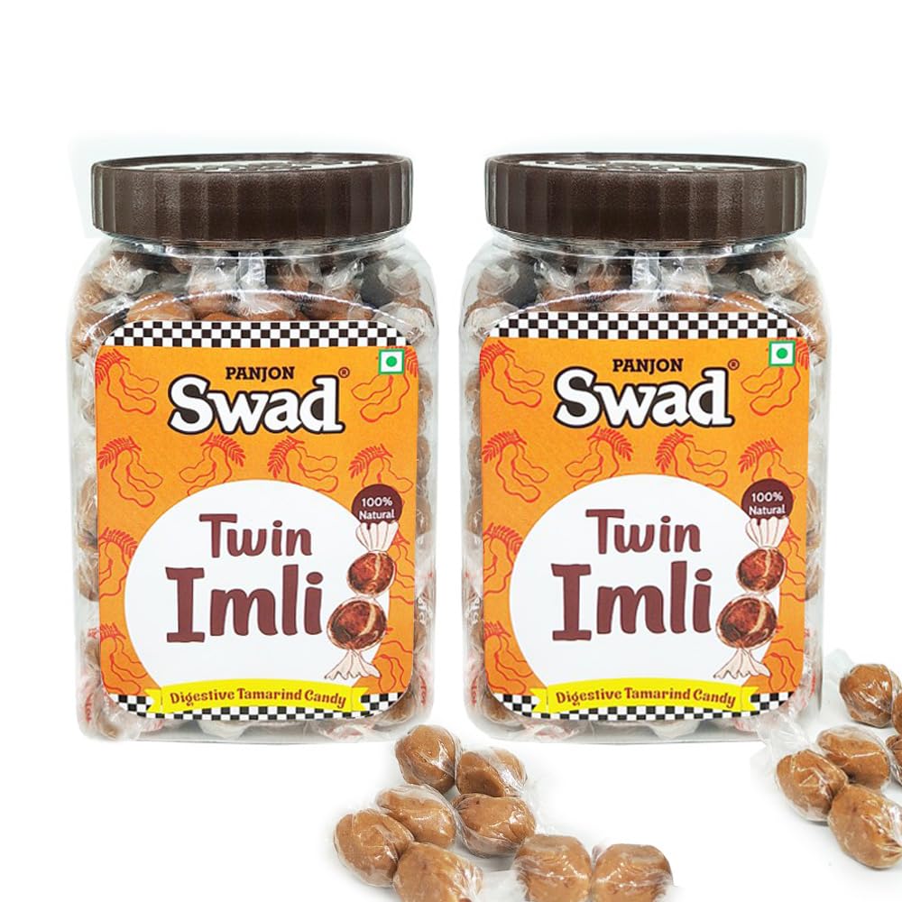 Panjon Swad Twin Imli Candy 800gm, (400gm *2) | Khatti Meethi Imly | Jar Pack