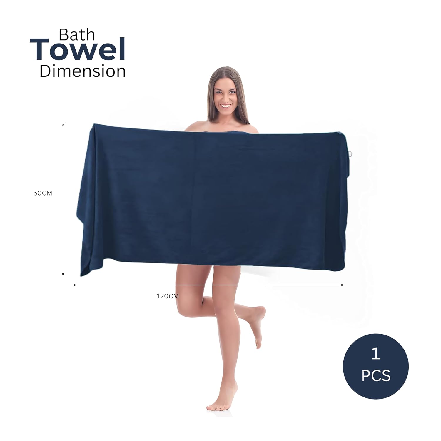 Black Gold The Finer Touch Premium Microfiber Bath Towel 800 Gsm | Ultra Soft & Absorbent Quick Dry Towel Lightweight Microfiber Bath Towel (Navy Blue) - Pack Of 2