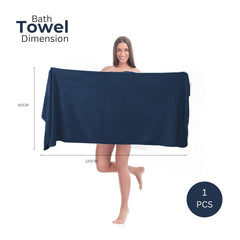 Black Gold The Finer Touch Premium Microfiber Bath Towel 800 Gsm | Ultra Soft & Absorbent Quick Dry Towel Lightweight Microfiber Bath Towel (Navy Blue) - Pack Of 2