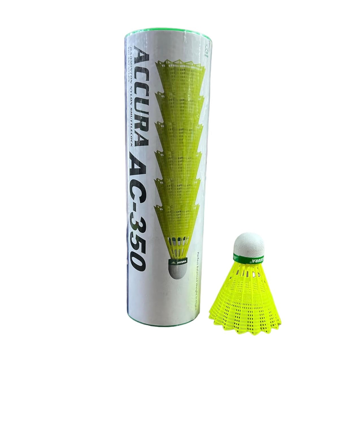 Accura Ac - 350 Badminton Shuttlecock , Stable And Sturdy High Speed Badminton Shuttles | Green , Pack Of 6