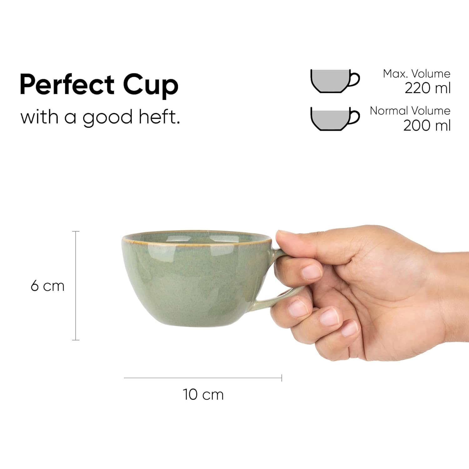 Ceramic Coffee Cup Saucer Set - Pista Green, 250ml | Ceramic Mug With Glossy Finish | Mug For Coffee - Ceramic Coffee Mug | 1 Cup + 1 Saucer - Microwave Safe