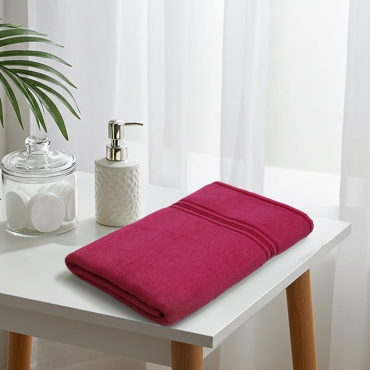 Liberty Towels Soft Cotton Medium Size Hand & Face Towels 400 Gsm | Quick Dry Sweat & Workout Towels For Men & Women (Maroon & Pink) - Pack Of 2