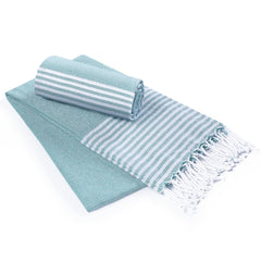 Destin Home Turkish Peshtemal Beach Towels 700 Gsm | Cotton Soft, Lightweight, Quick-Drying & Absorbent For Beach Pool Spa Picnic Travel (Sea Green)- Set Of 2