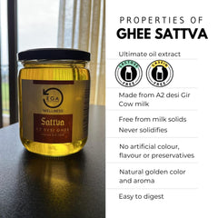 Natural Premium Sattva A2 Desi Gir Cow Ghee By Ega Wellness | High In Protein Fiber & Nutrients Healthy Desi Ghee Good For Brain Health | (500ml) 16.9 Ounce | Jar Pack