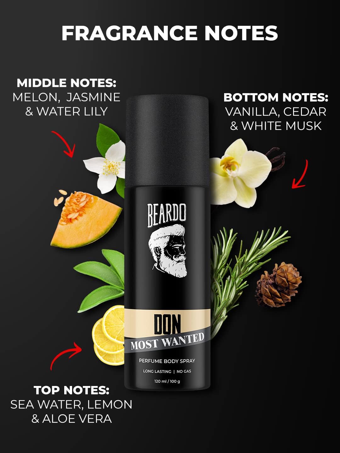 Beardo Don Most Wanted Perfume Body Spray 120ml 4.0 Fl.oz. | Perfect Long Lasting Fragrance For Men Perfumes