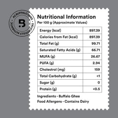 Natural A2 Buffalo Ghee By Barosi | Rich In Vitamins A, E & Healthy Cow Desi Ghee Good For Improves Eyesight | (1 Litr) 33.8 Ounce | Jar Pack