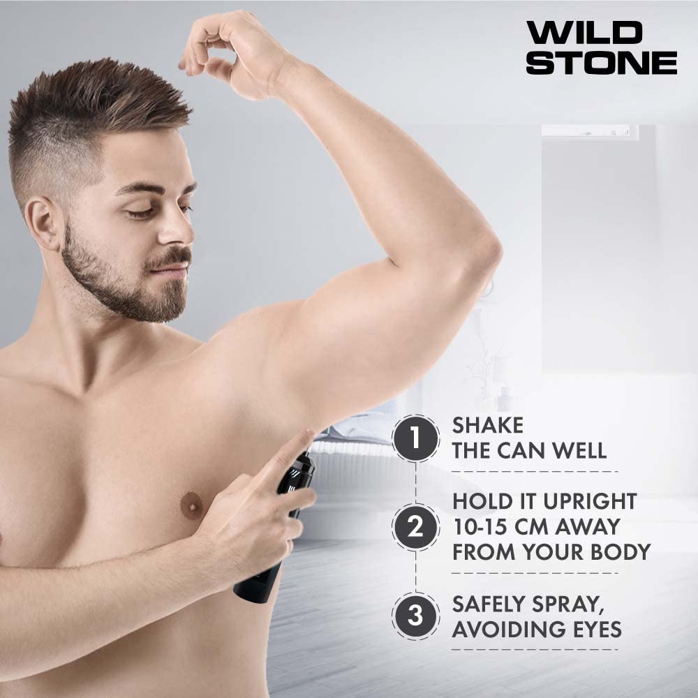 Wild Stone Intense No Gas Deodorant Body Spray 160ml 5.4 Fl.oz. Pack Of 4 | Travel Pack Gift Set For Men