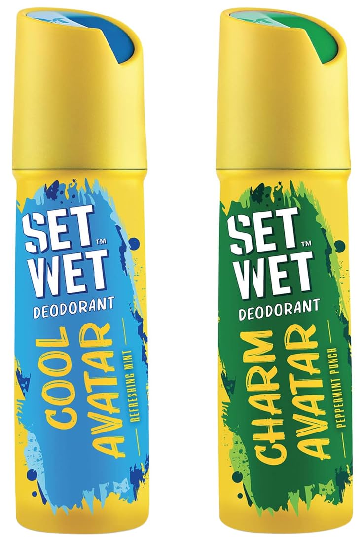 Set Wet Charm Avatar & Cool Avatar Deodorant Spray Perfume For Men 150ml Each 5 Fl.oz.