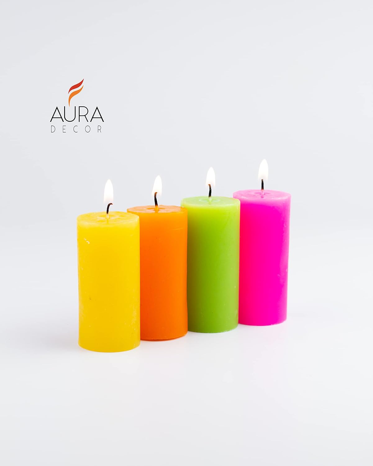 HIGHLY FRAGRANCE MINI PILLAR CANDLE MULTI COLOUR | SET OF 4 DECORATION CANDLE