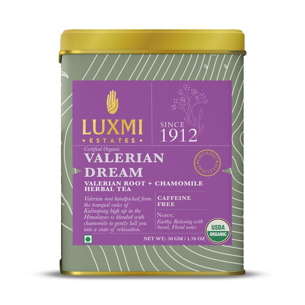 Luxmi Estates Loose Leaves Sleep Tea Gift Box - 1 Valerian Dream+ 1 Vanilla Spice Chai+ 1 Bucket Infuser & 1 Spoon | Caffeine Free Black Tea & Herbal Tea