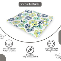 100% Cotton Single Bedsheet With 1 Matching Pillow Covers - 57 X 87 Inches, Green & Blue | All Weather Comfort & Bedroom - Softness & Natural Breathability