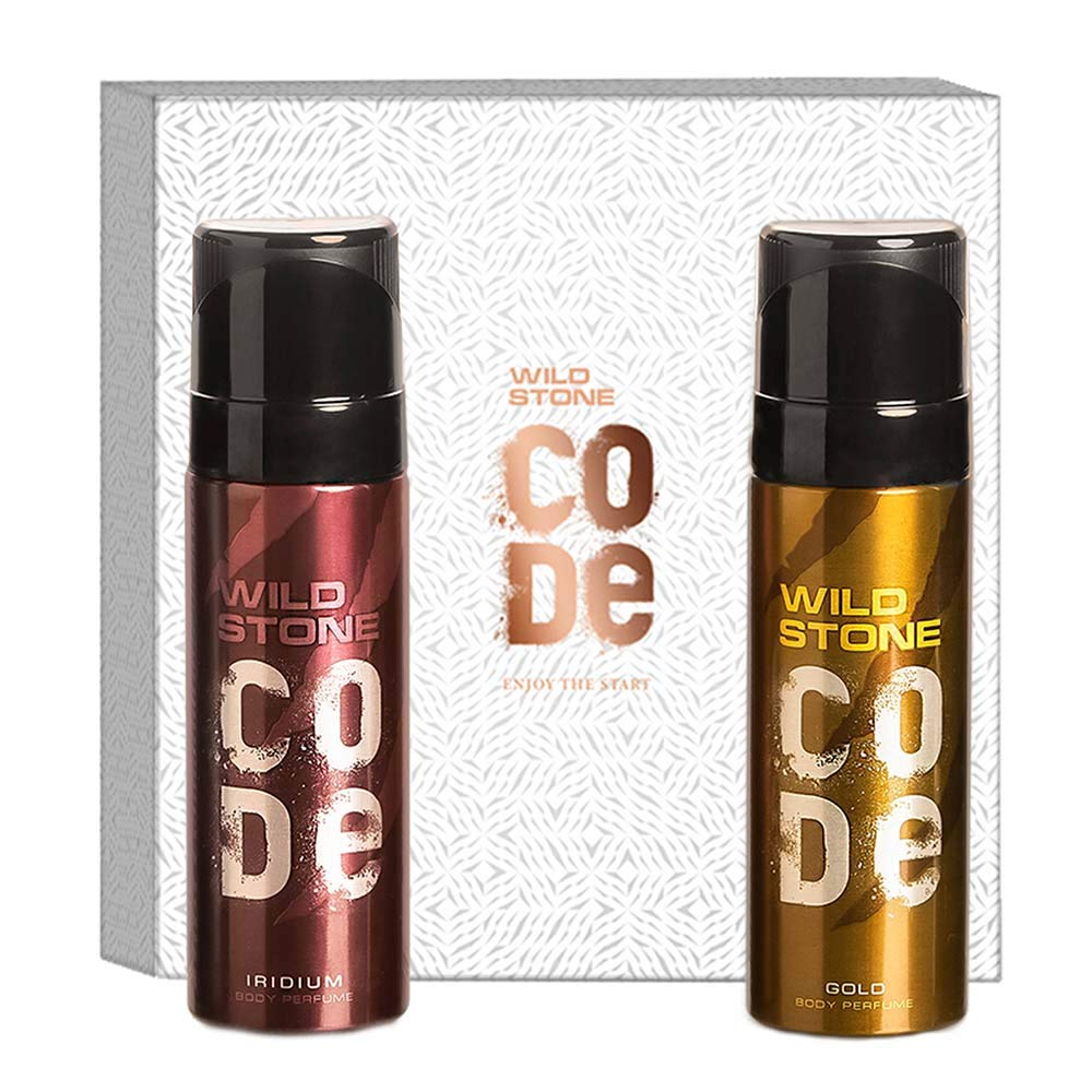 Wild Stone Code Gold & Iridium Body Perfume For Men 240ml 8.1 Fl.oz. | Perfect For Use Dailywear | Pack Of 2