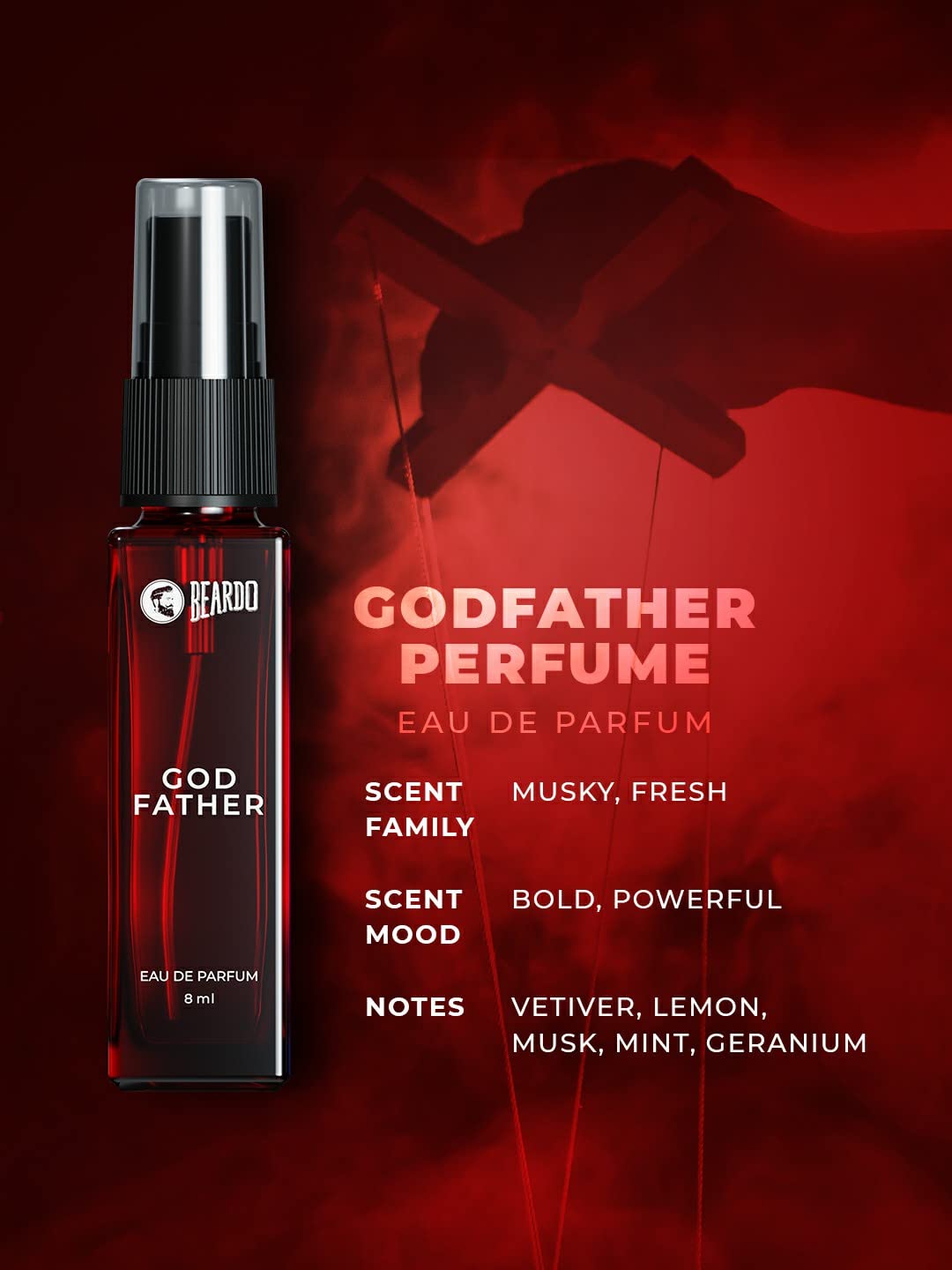 Beardo Godfather Eau De Parfum 8ml 0.2 Fl.oz.| Best Suited For Functions | Long Lasting Men Fragrance