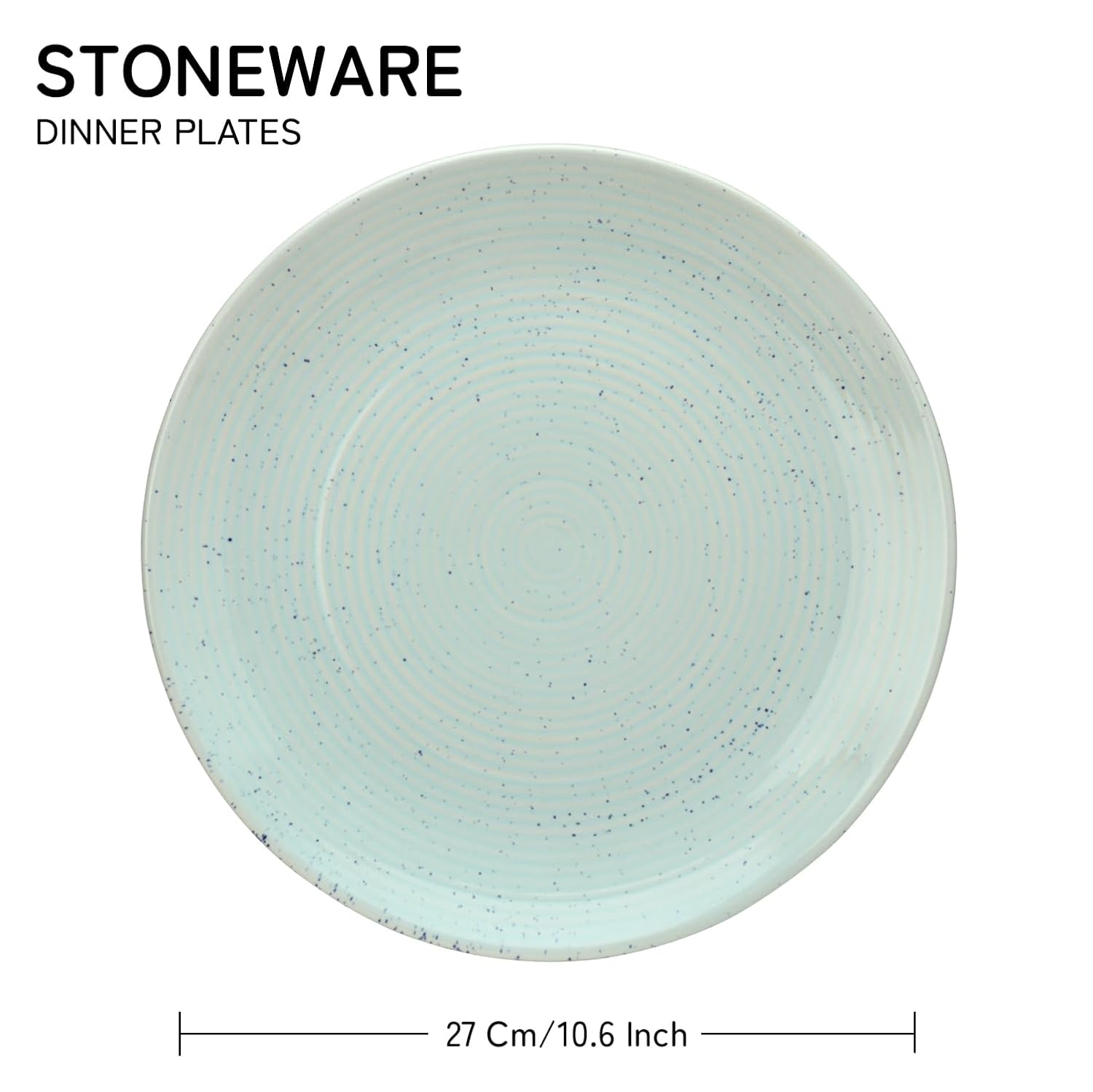 Ceramic Hand Glazed Stoneware Large Dinner Plates Set Of 6 - 10.6 Inch, Mint Green | Microwave Safe & Dishwasher Safe - Handcrafted Dinner Plates