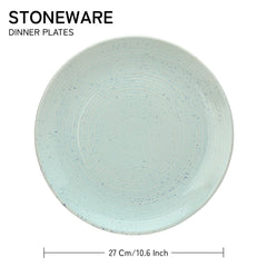 Ceramic Hand Glazed Stoneware Large Dinner Plates Set Of 4 - 10.6 Inch, Mint Green | Microwave Safe & Dishwasher Safe – Handcrafted Dinner Plates