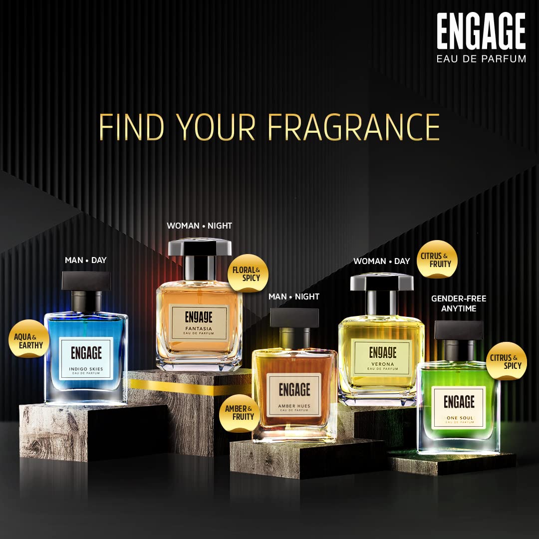 Engage Fantasia Eau De Parfum For Women 100ml 3.4 Fl.oz. , Long Lasting Perfume , Floral & Spicy Fragrance Scent , For Night Occasions , Gifts For Women , Free Tester With Pack