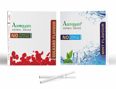 Aarogyam Herbals Pack Of 2 Flavours 100% Tobacco & Nicotine Free Cigarette For Relieve Stress & Mood Enhance Product Mint,  Gulkand - 10 Sticks X 2 Packets