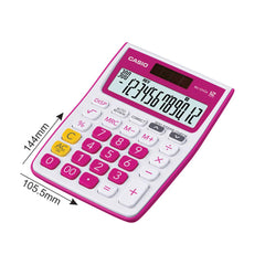 Casio Mj-12vcb-rd 300 Steps Check & Correct Colourful Desktop Calculator (White And Pink) | 12 Digits, 2-way Powered