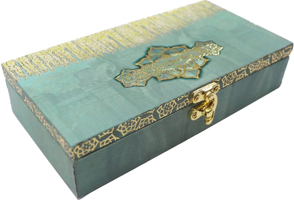 Designer Wodden Fancy Shagun Gift Boxes For Wedding, Shagun Cash Box Or Money Box With Mgi Printing For Wedding, Engagement, Holi, Diwali, Baby Showers, Colour - Sea Green