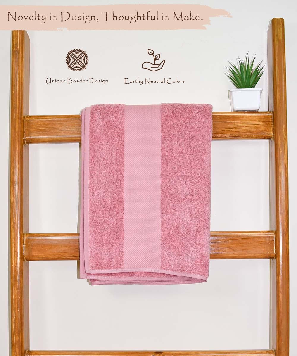 Rangoli Soft Absorbent Durable Towels Earthly Egyption Cotton Plush Oversized Bath Towel 600 Gsm (Peach)