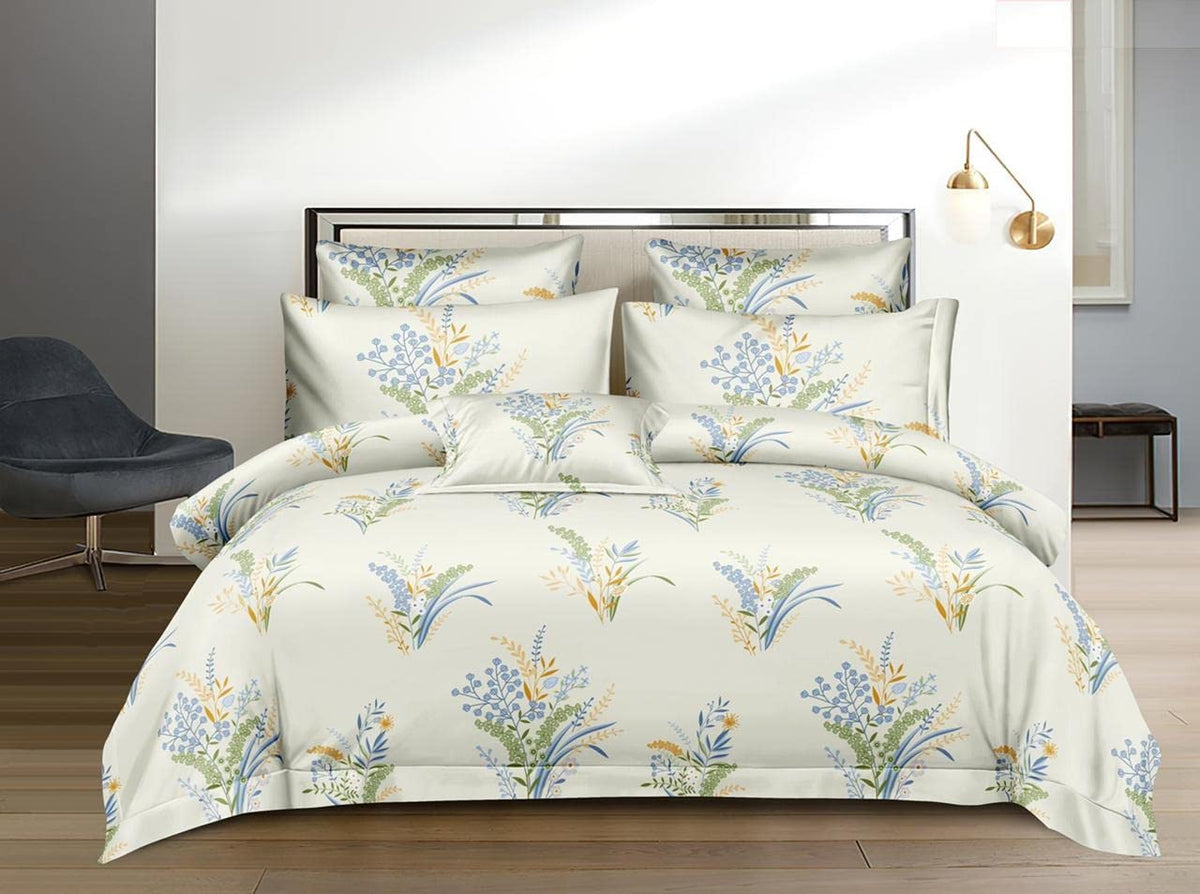 1 King Size Elastic Fitted Bedsheet With 2 Pillow Cover & Comforter - 72 X 78 Inches, Cream | Ideal For Hotel, Guest House, Home Bedsheet